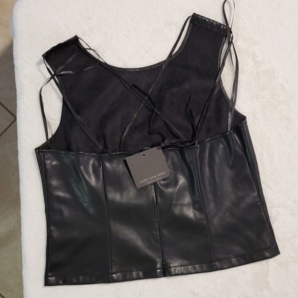 NWT-MARC NEW YORK BLACK FAUX LEATHER TOP-SLEEVELESS-GREAT FOR HALLOWEEN-HOT-NWT - Picture 4 of 6